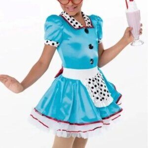 Weissman Polka Dot Childs Medium Waitress Retro Costume Ruffled Apron